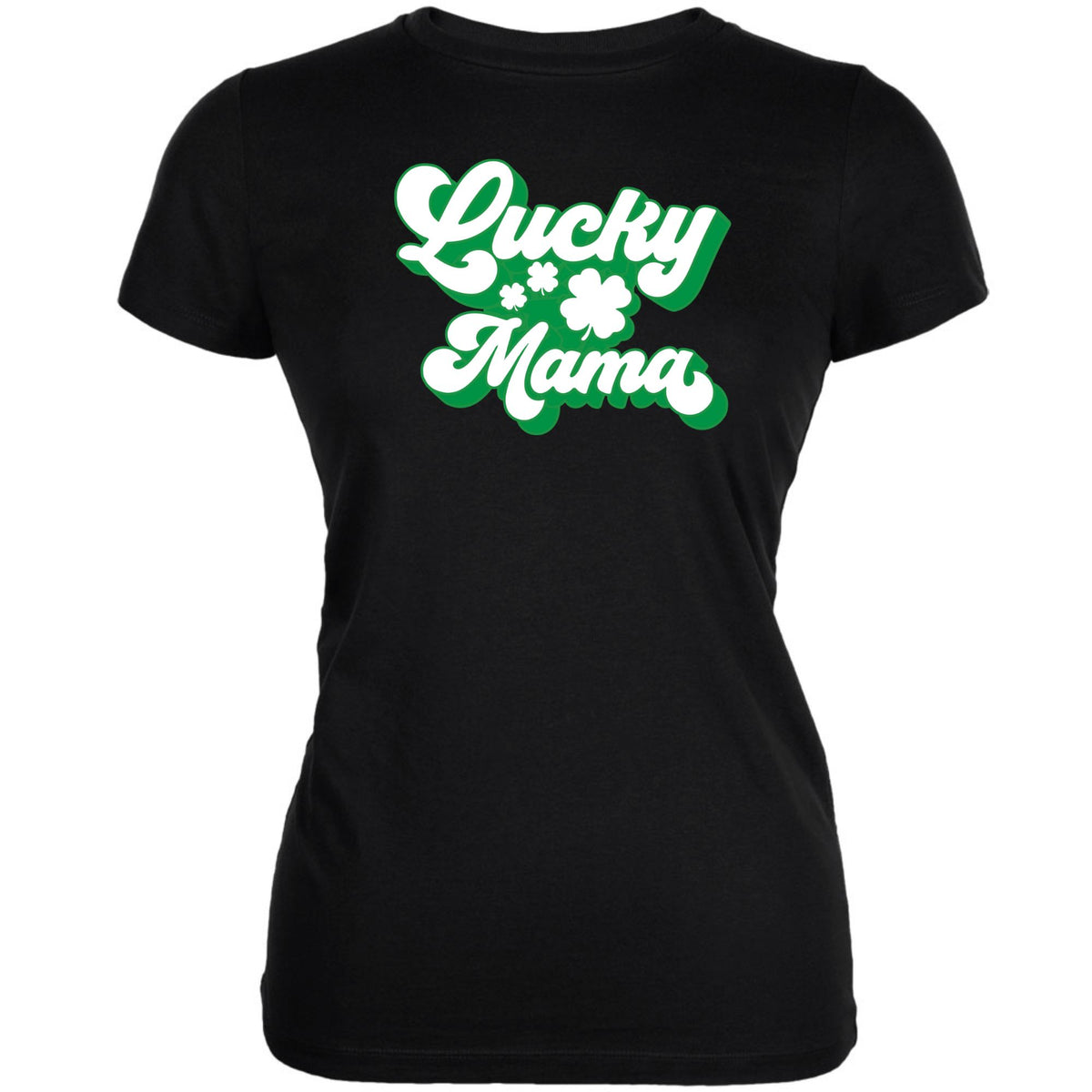 St Patricks Day Lucky Mama Juniors Soft T Shirt Juniors T-Shirts Oldglory.com SM Black 