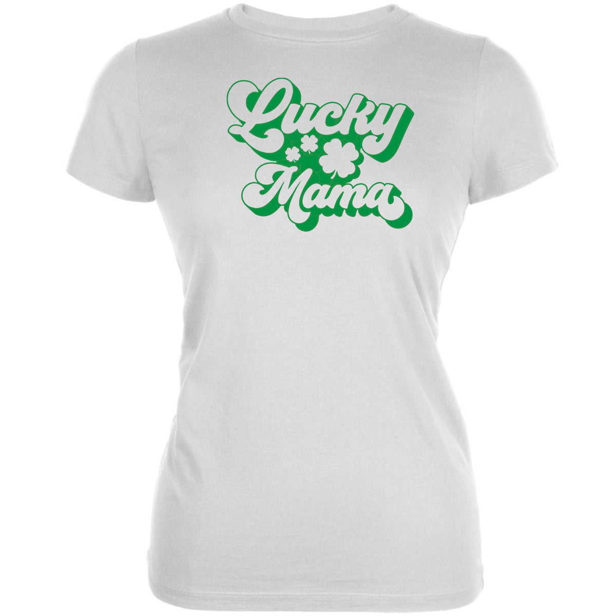 St Patricks Day Lucky Mama Juniors Soft T Shirt Juniors T-Shirts Oldglory.com SM White 