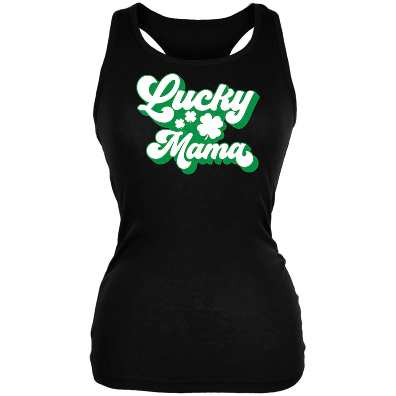 St Patricks Day Lucky Mama Juniors Soft Tank Top Juniors Tank Tops Oldglory.com SM Black 