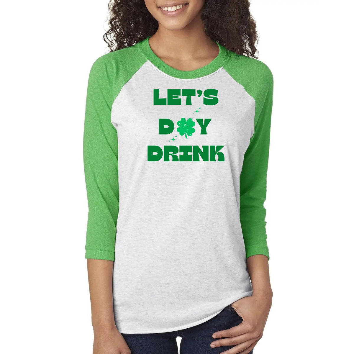 St Patricks Day Lets Day Drink Unisex Raglan Baseball Tee Men's Raglans Oldglory.com SM Heather Grey-Green 