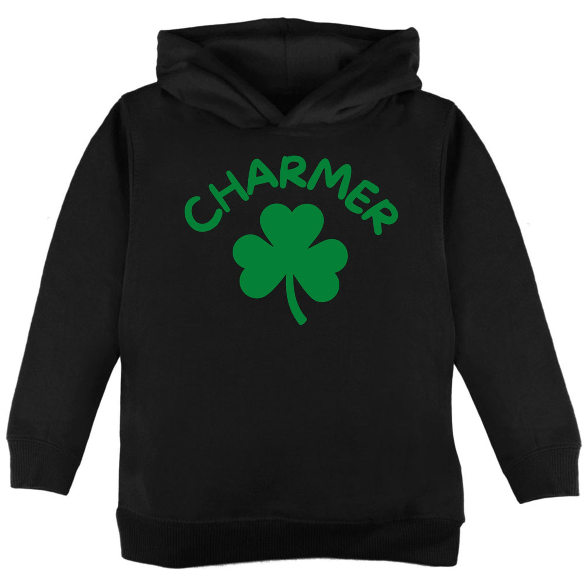 St Patricks Day Shamrock Lucky Charmer Toddler Hoodie Toddler Hoodies Oldglory.com 2T Black 