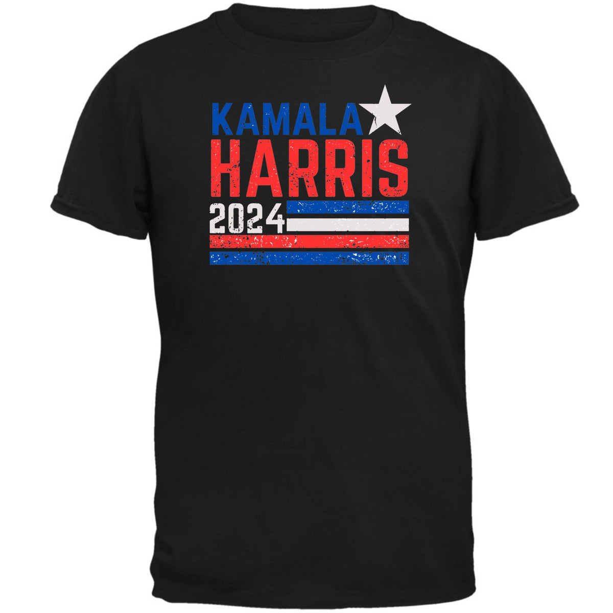 Election 2024 Kamala Harris Distressed Splattered Paint Flag Mens T Shirt Men's T-Shirts Oldglory.com SM Black 