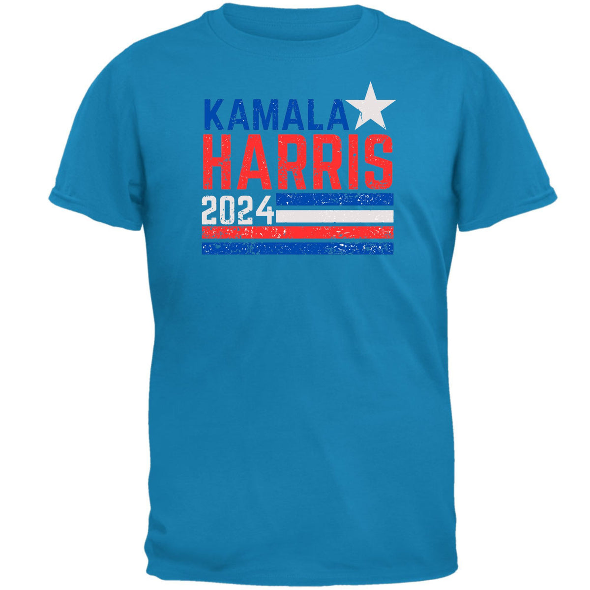 Election 2024 Kamala Harris Distressed Splattered Paint Flag Mens T Shirt Men's T-Shirts Oldglory.com SM Sapphire Blue 