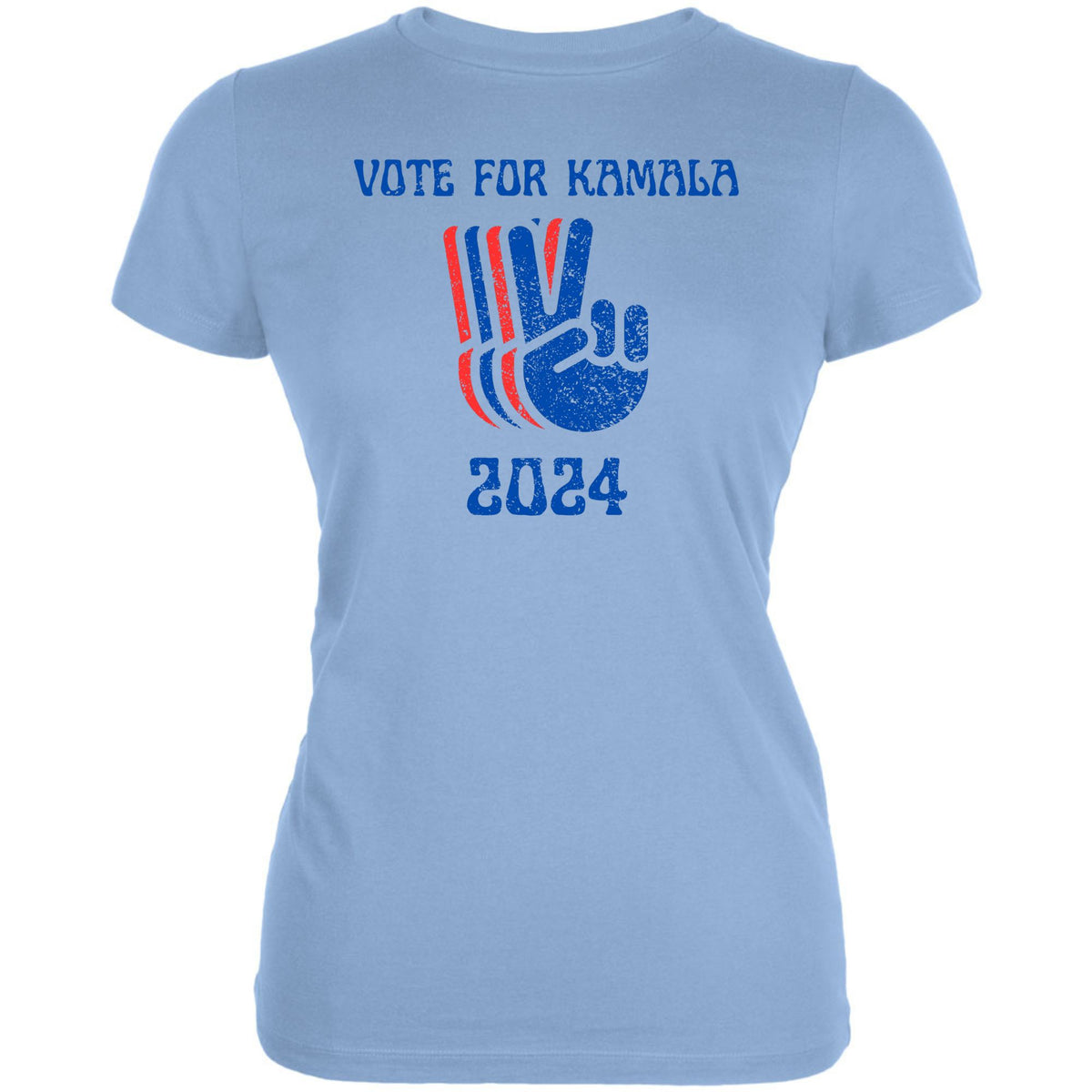 Election 2024 Kamala Harris Patriotic Peace Hands Vote For Kamala Juniors T Shirt Juniors T-Shirts Oldglory.com SM Baby Blue 