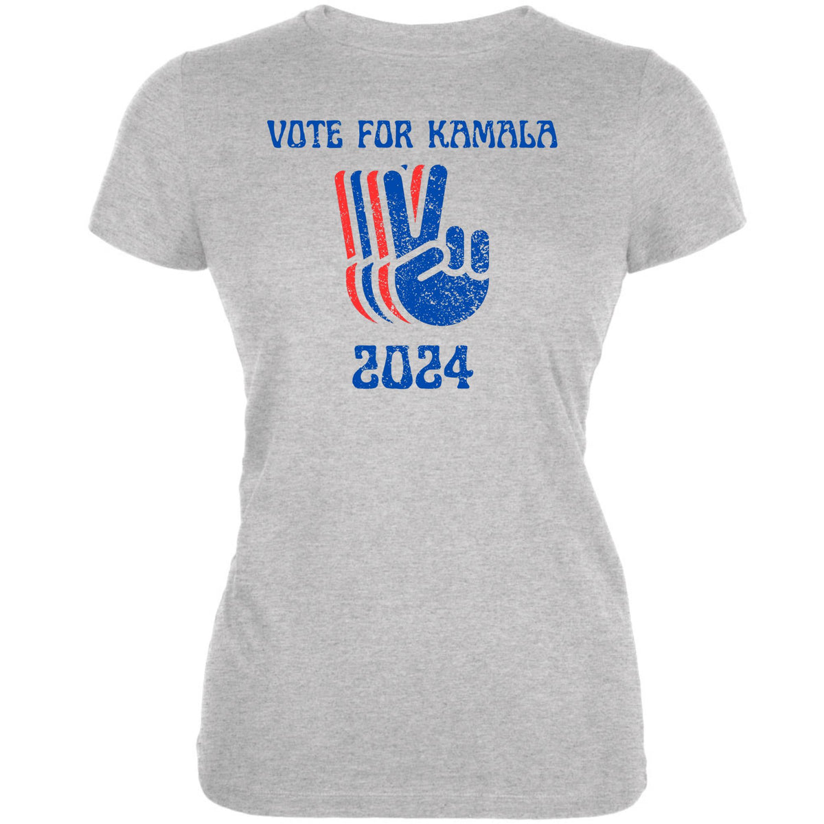 Election 2024 Kamala Harris Patriotic Peace Hands Vote For Kamala Juniors T Shirt Juniors T-Shirts Oldglory.com SM Heather Grey 