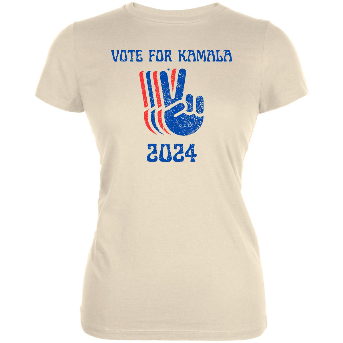 Election 2024 Kamala Harris Patriotic Peace Hands Vote For Kamala Juniors T Shirt Juniors T-Shirts Oldglory.com SM Cream 