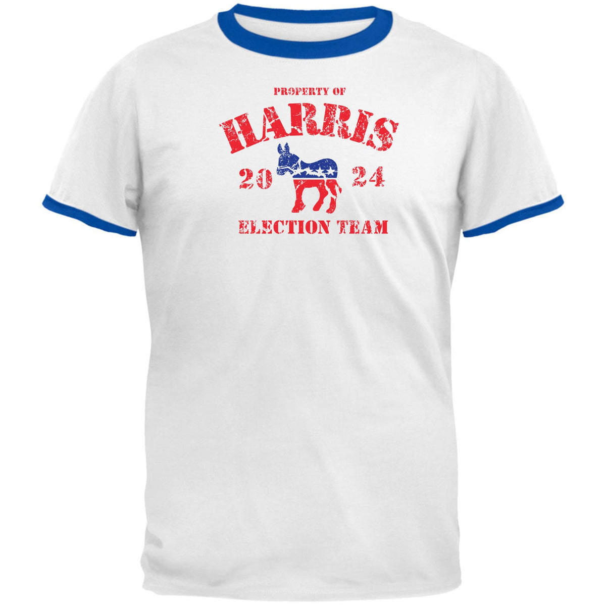 Election 2024 Property of Harris Election 2024 Mens Ringer T Shirt Men's T-Shirts Oldglory.com SM White-Royal 