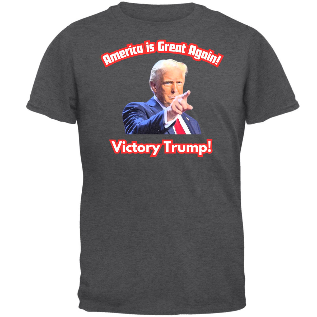 America is Great Again Victory Donald Trump 20024 Mens T Shirt Men's T-Shirts Oldglory.com SM Dark Heather 