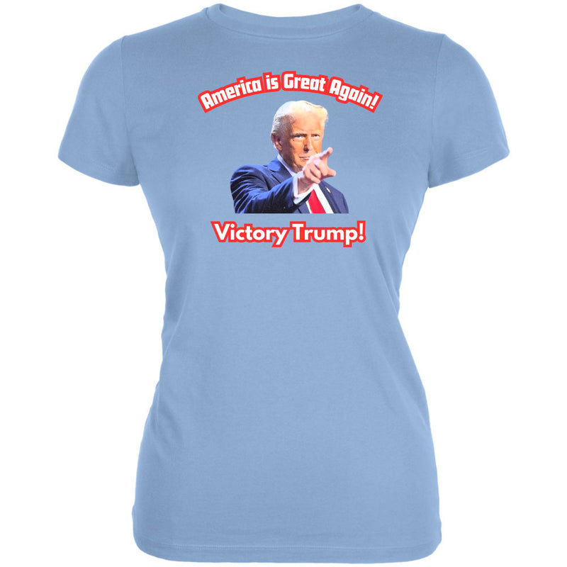 America is Great Again Victory Donald Trump 20024 Juniors T Shirt Juniors T-Shirts Oldglory.com SM Baby Blue 