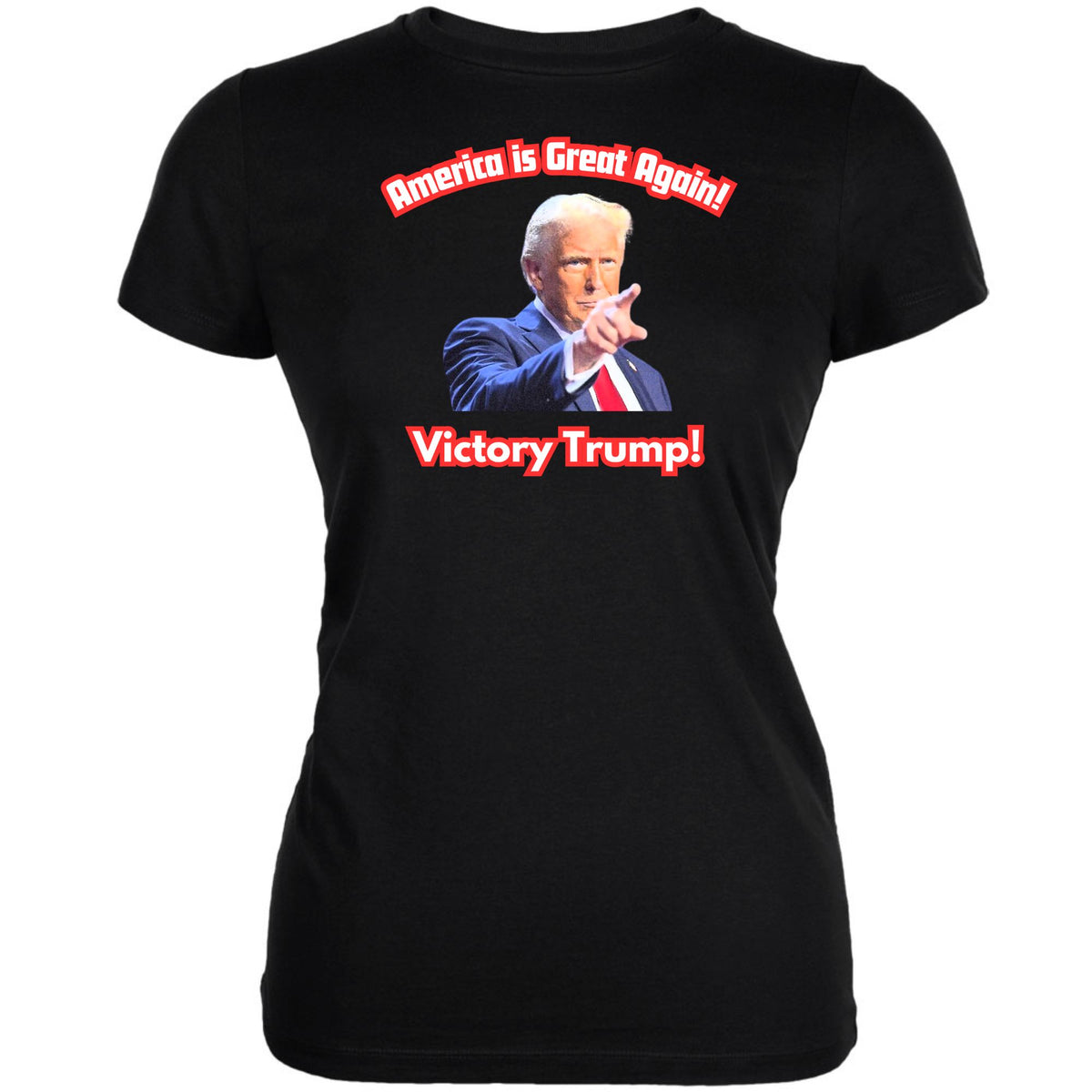 America is Great Again Victory Donald Trump 20024 Juniors T Shirt Juniors T-Shirts Oldglory.com SM Black 