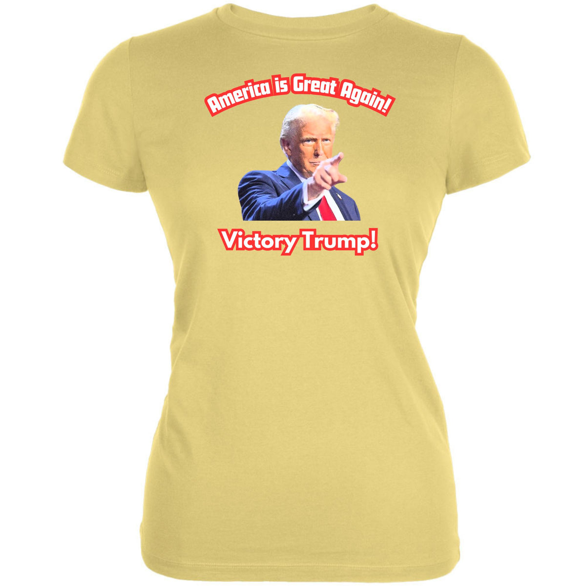 America is Great Again Victory Donald Trump 20024 Juniors T Shirt Juniors T-Shirts Oldglory.com SM Yellow 