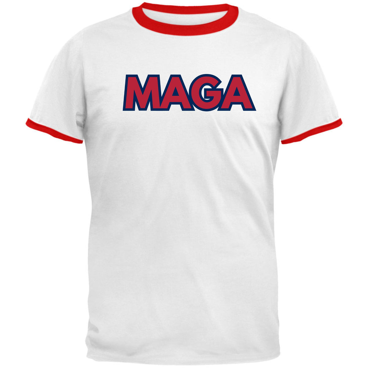 MAGA Donald Trump 47 Vintage Baseball Style Mens Ringer T Shirt Men's T-Shirts Oldglory.com SM White-Red 