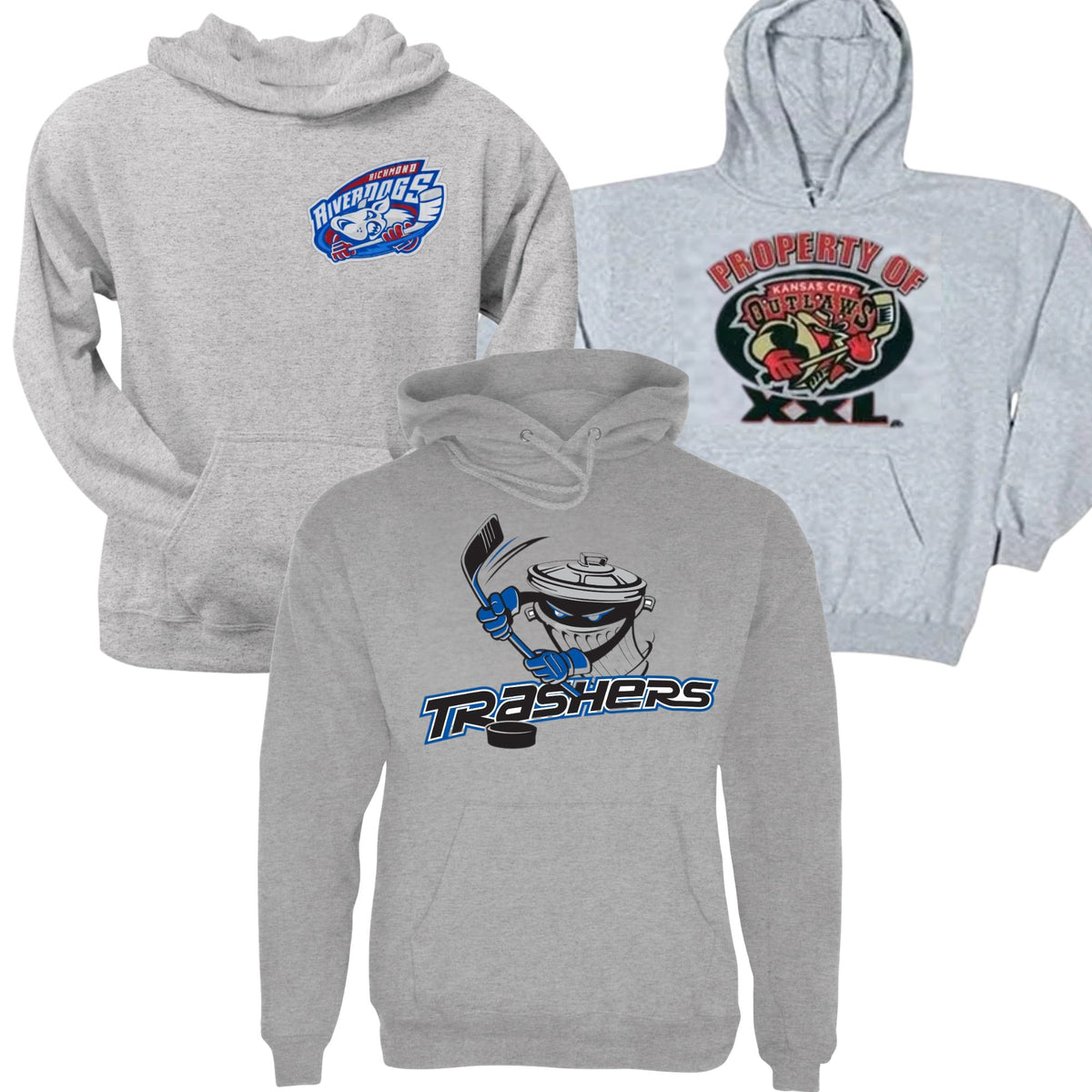 Danbury Trashers United Hockey League UHL Fan Favorite Collection 3 Piece Mens Pullover Hoodie Combo Gift Pack Men's Hoodies Oldglory.com