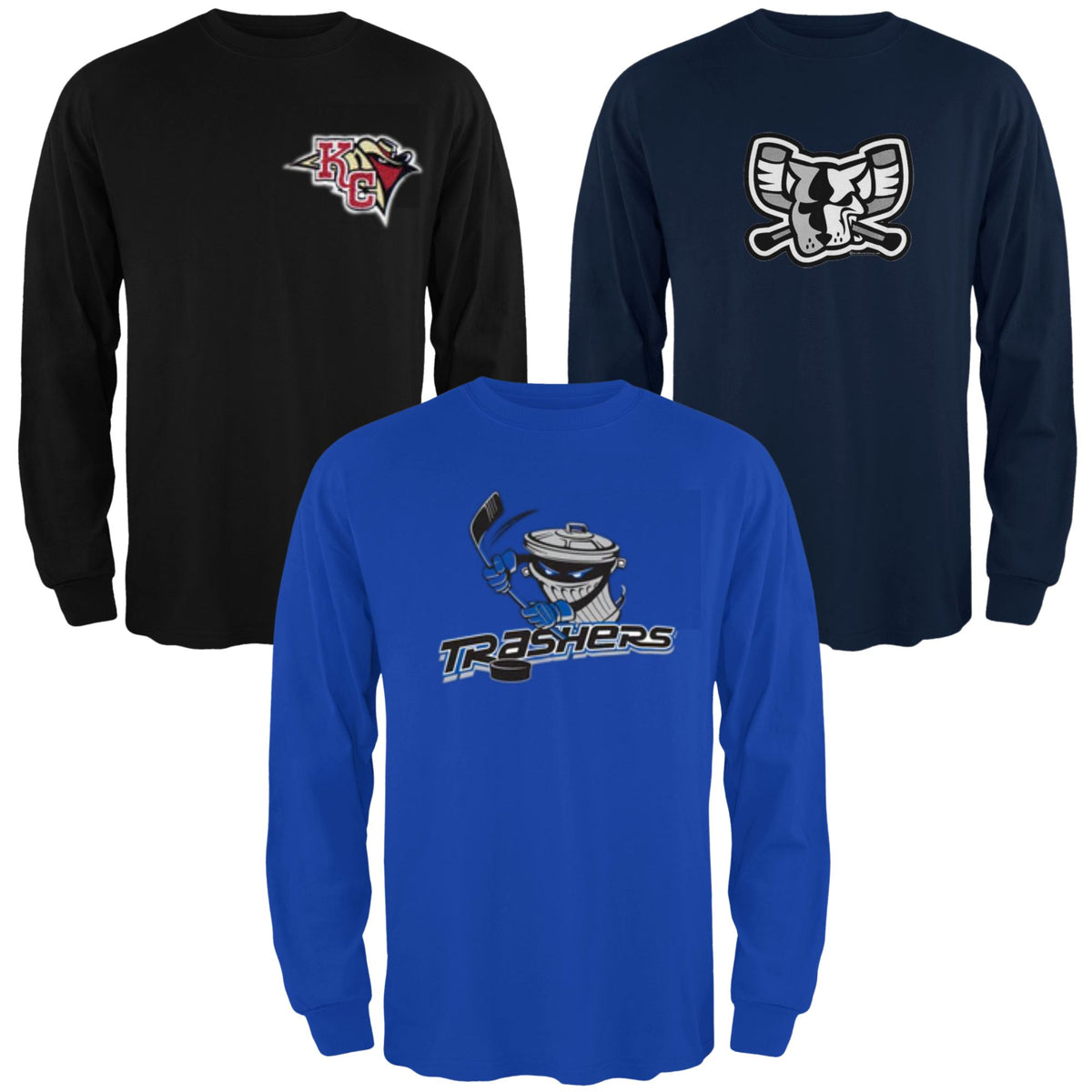 Danbury Trashers Hockey Mens Long Sleeve T Shirts - Collector 3 Team Set Men's Long Sleeves Oldglory.com