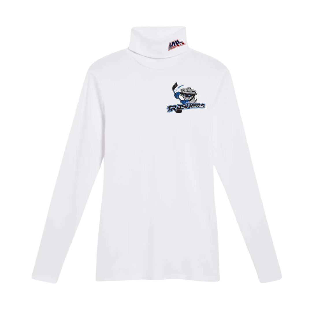 Danbury Trashers - United Hockey League Pocket and Collar Logo Mens Long Sleeve Turtleneck Shirt Men's Dress Shirts Oldglory.com XL White