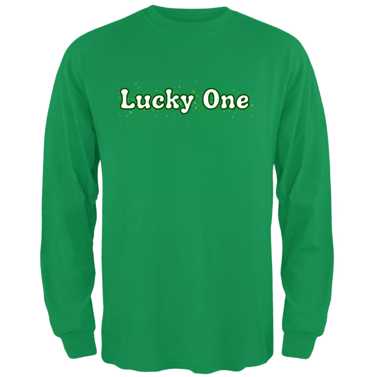 St. Patricks Day Clover Filled Lucky One Mens Long Sleeve T Shirt Men's Long Sleeves Oldglory.com SM Irish Green