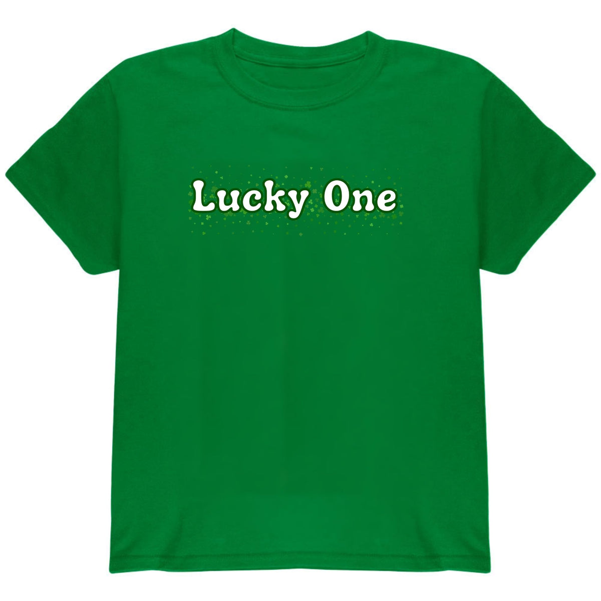 St. Patricks Day Clover Filled Lucky One Youth Short Sleeve T Shirt Youth T-Shirts Oldglory.com SM Irish Green