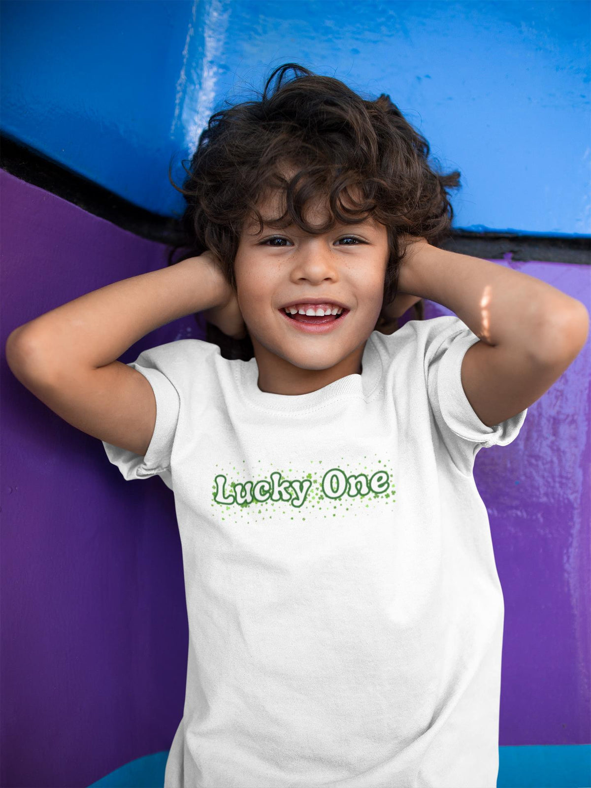 St. Patricks Day Clover Filled Lucky One Youth Short Sleeve T Shirt Youth T-Shirts Oldglory.com