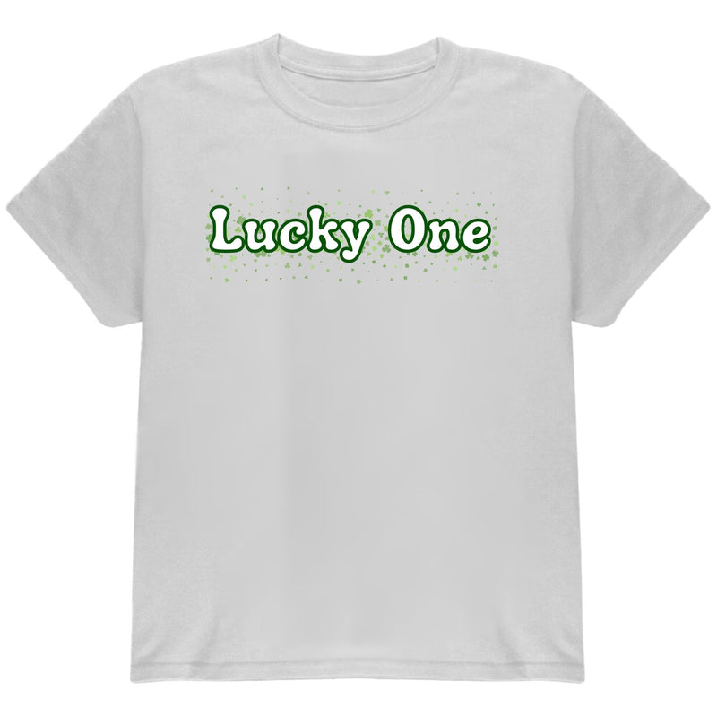 St. Patricks Day Clover Filled Lucky One Youth Short Sleeve T Shirt Youth T-Shirts Oldglory.com SM White