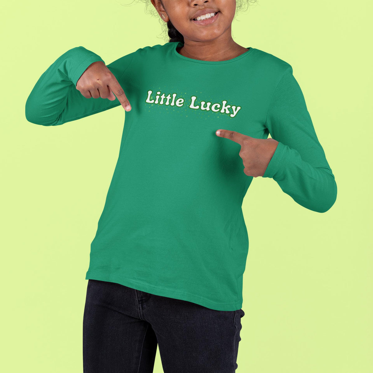 St. Patricks Day Clover Filled Little Lucky Toddlers Long Sleeve T Shirt Toddler Long Sleeves Oldglory.com