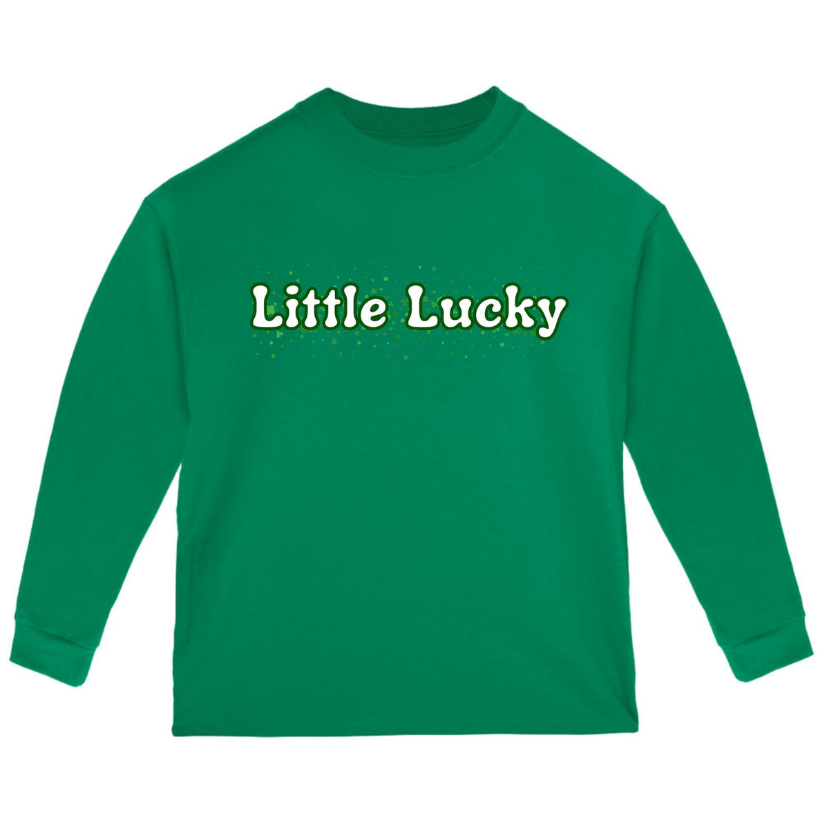 St. Patricks Day Clover Filled Little Lucky Toddlers Long Sleeve T Shirt Toddler Long Sleeves Oldglory.com 2T Green