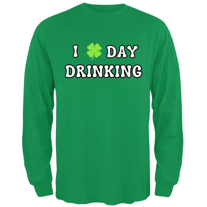 St. Patricks Day Festive I Love Day Drinking Shamrock Mens Long Sleeve T Shirt Men's Long Sleeves Oldglory.com SM Irish Green