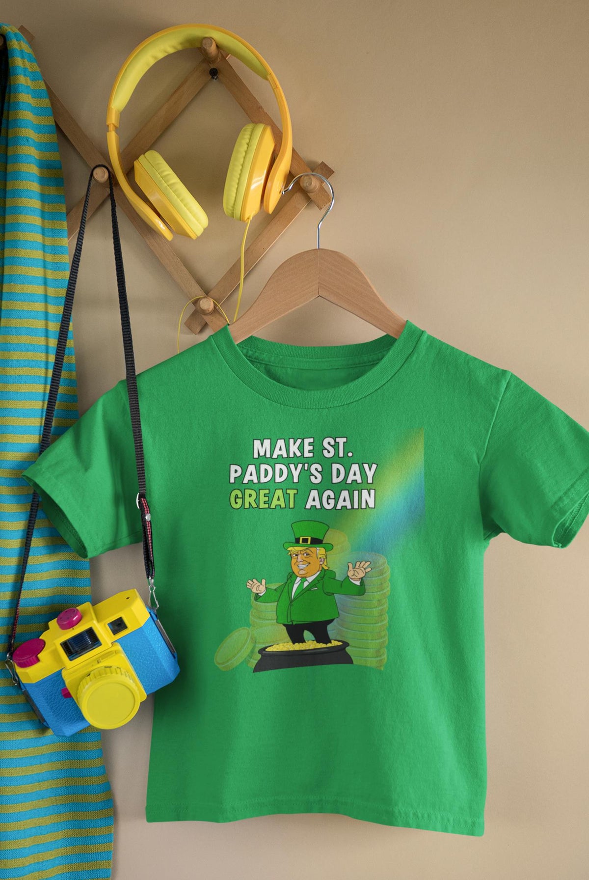 St. Patricks Day Festive and Political Trump Figure Themed Make St. Paddys Day Great Again End of the Rainbow Youth Short Sleeve T Shirt Youth T-Shirts Oldglory.com