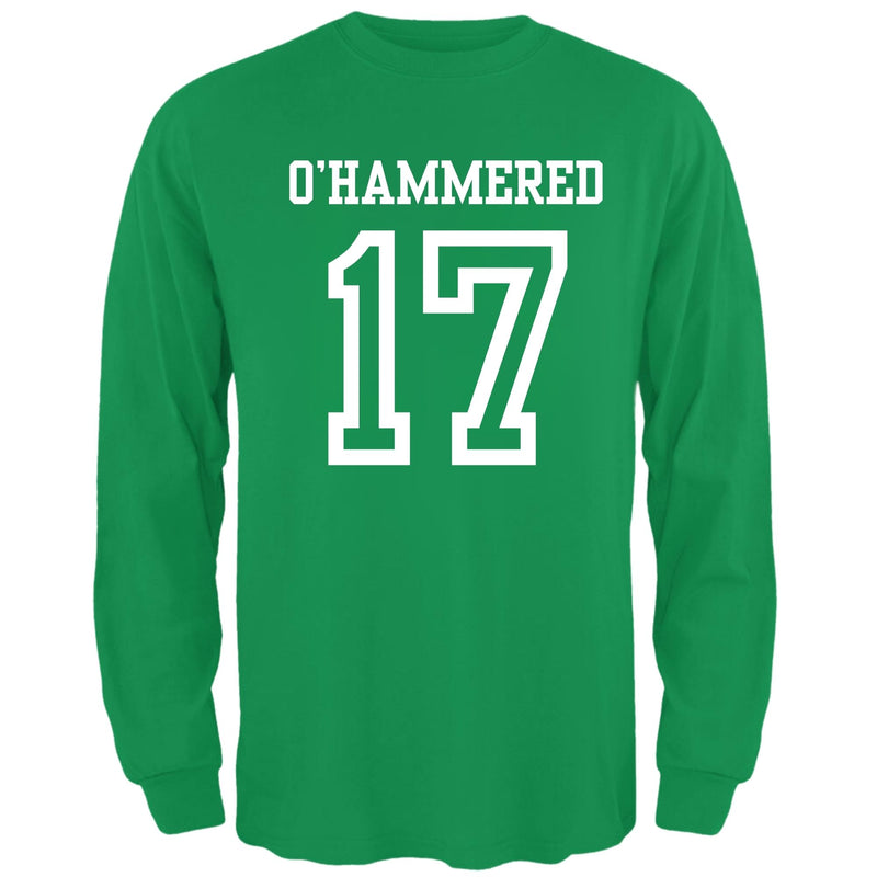 St. Patricks Day Festive and Funny O'Hammered Jersey Style Number 17 Mens Long Sleeve T Shirt