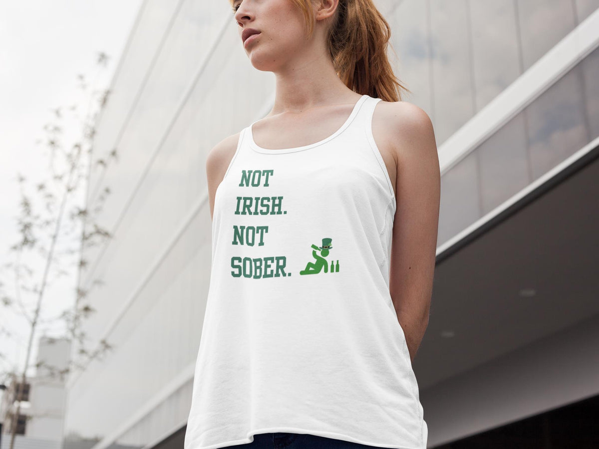 St. Patricks Day Funny Not Irish. Not Sober Juniors Womens Racerback Tank Top Juniors Tank Tops Oldglory.com