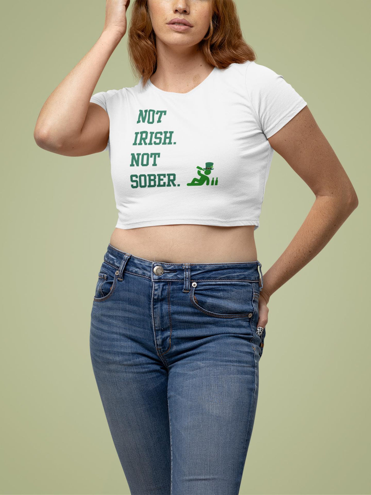 St. Patricks Day Funny Not Irish. Not Sober Juniors Womens Crop Top T Shirt Juniors Crop T-Shirts Oldglory.com