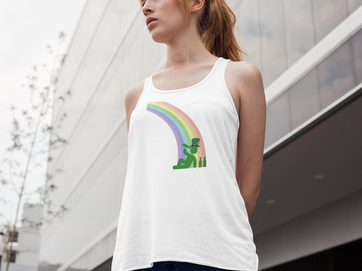 St. Patricks Day Funny Drinking At The End Of The Rainbow Juniors Womens Racerback Tank Top Juniors Tank Tops Oldglory.com