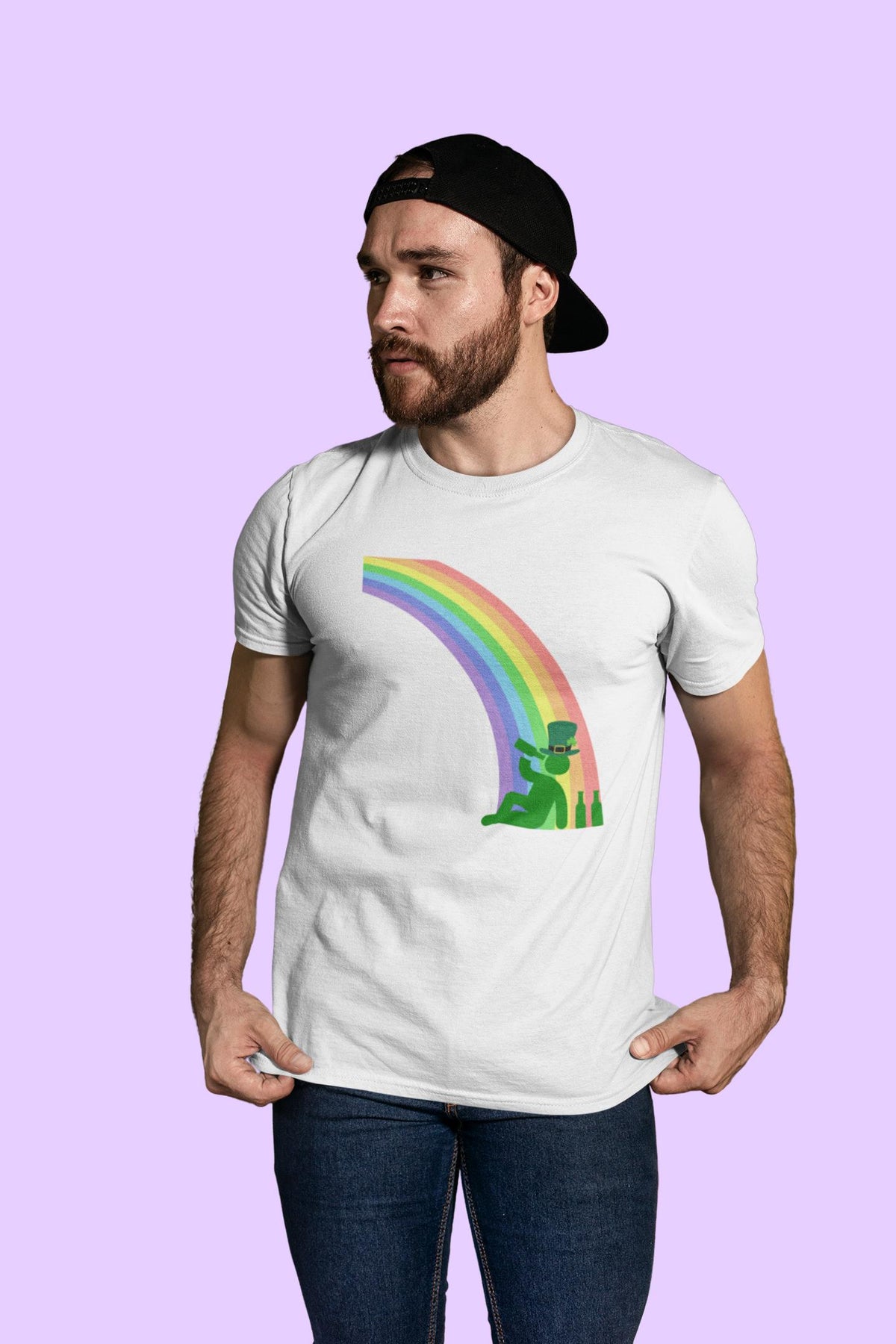 St. Patricks Day Funny Drinking At The End Of The Rainbow Mens T Shirt Men's T-Shirts Oldglory.com