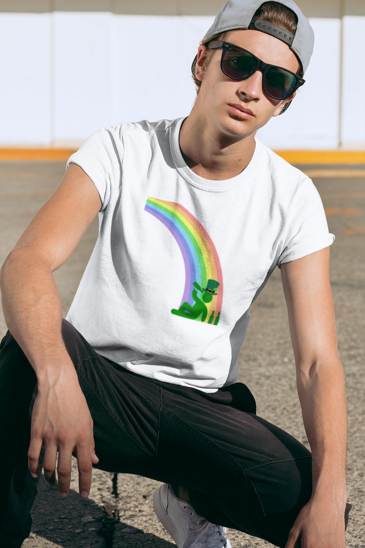 St. Patricks Day Funny Drinking At The End Of The Rainbow Mens T Shirt Men's T-Shirts Oldglory.com