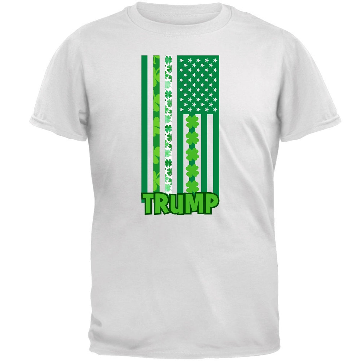 St. Patricks Day Funny and Political Green Shamrock Flag For Trump Mens T Shirt Men's T-Shirts Oldglory.com SM White