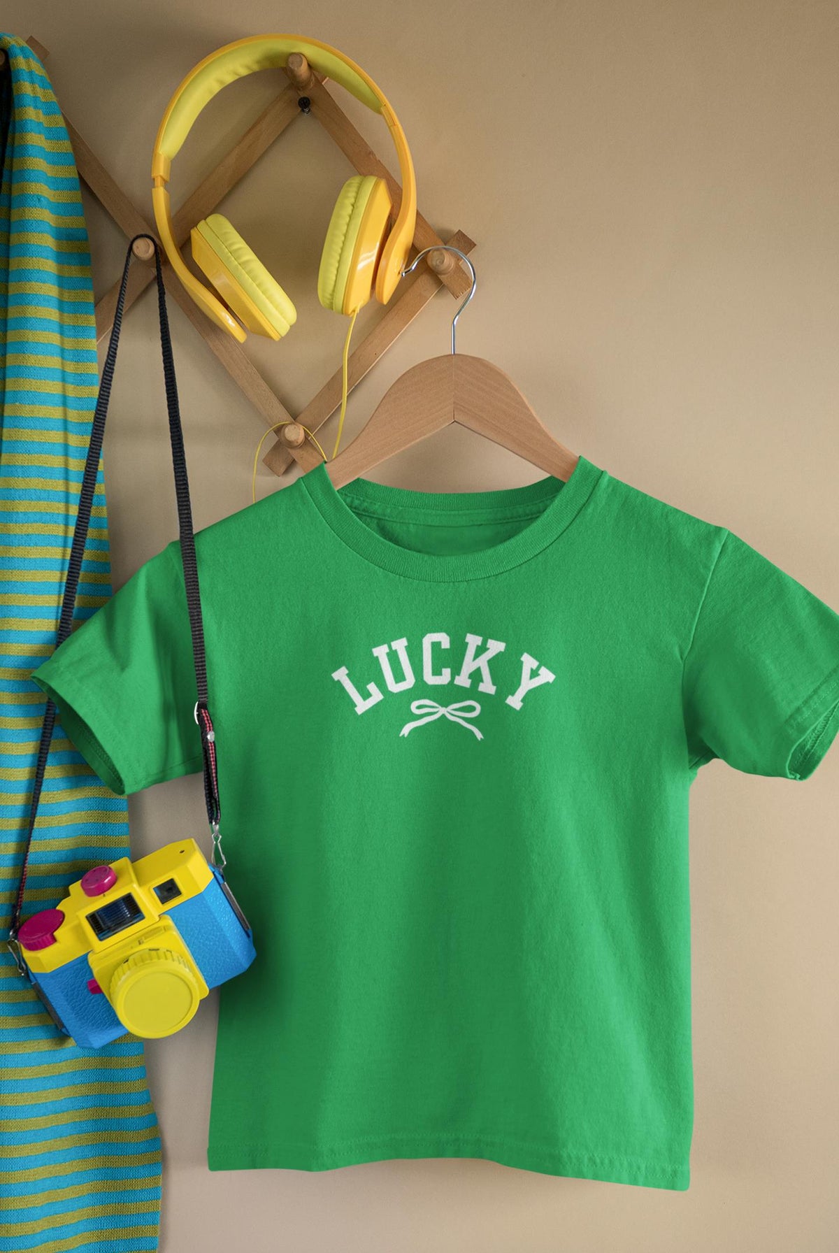 St. Patricks Day Cute Lucky With A Bow Youth Short Sleeve T Shirt Youth T-Shirts Oldglory.com