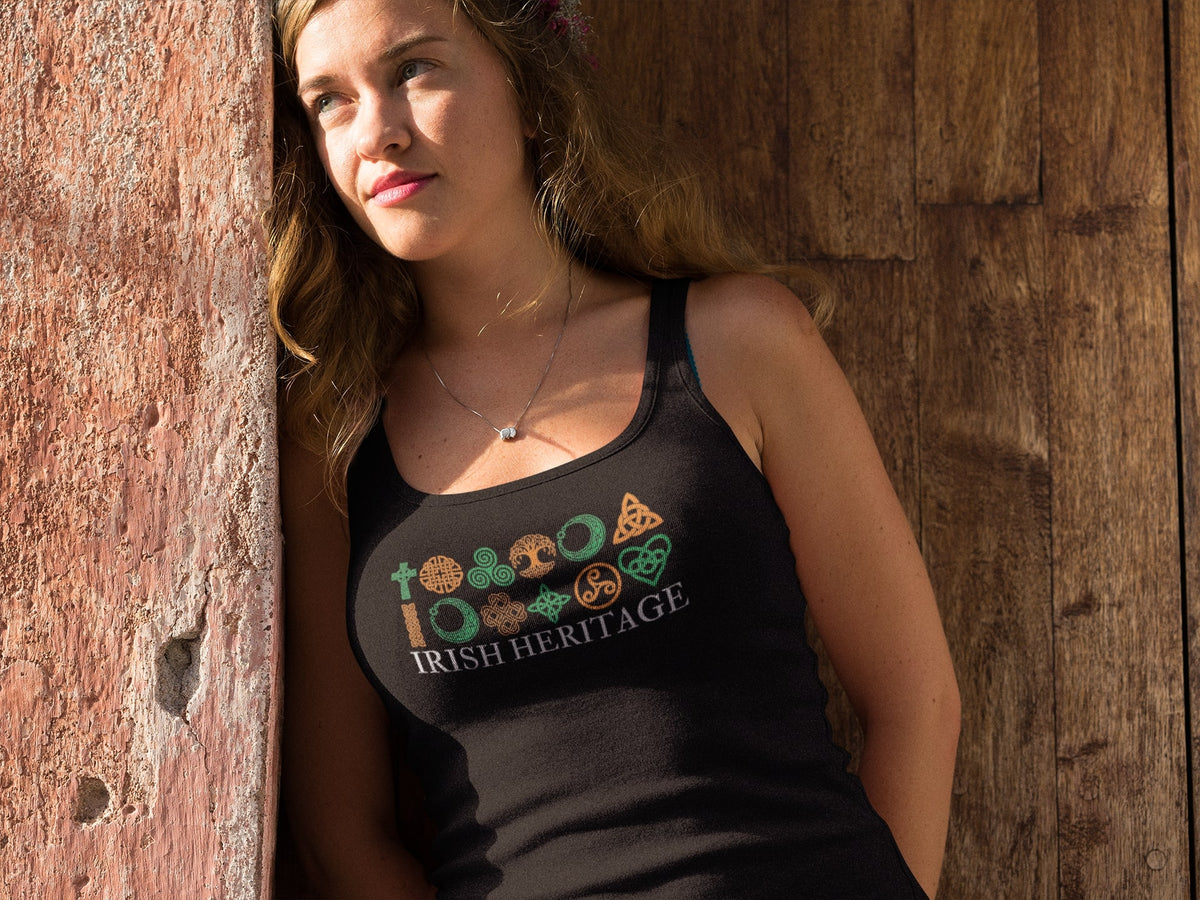 St Patricks Day Celtic Heritage Irish Flag Celtic Symbols Juniors Soft Tank Top Juniors Tank Tops Oldglory.com