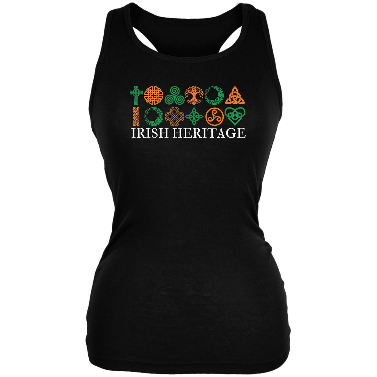 St Patricks Day Celtic Heritage Irish Flag Celtic Symbols Juniors Soft Tank Top Juniors Tank Tops Oldglory.com SM Black