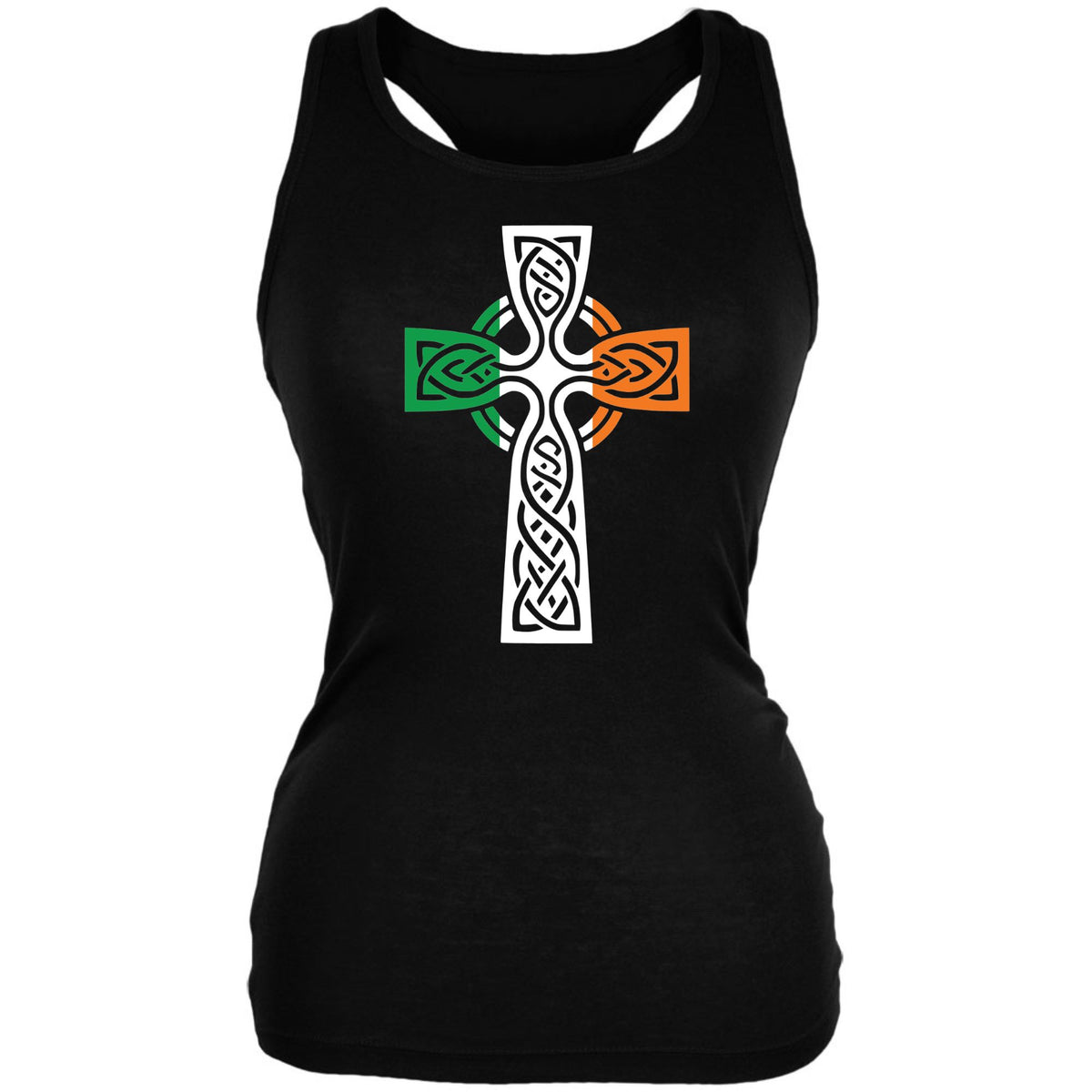 St Patricks Day  Irish Flag Large Celtic Cross Juniors Soft Tank Top