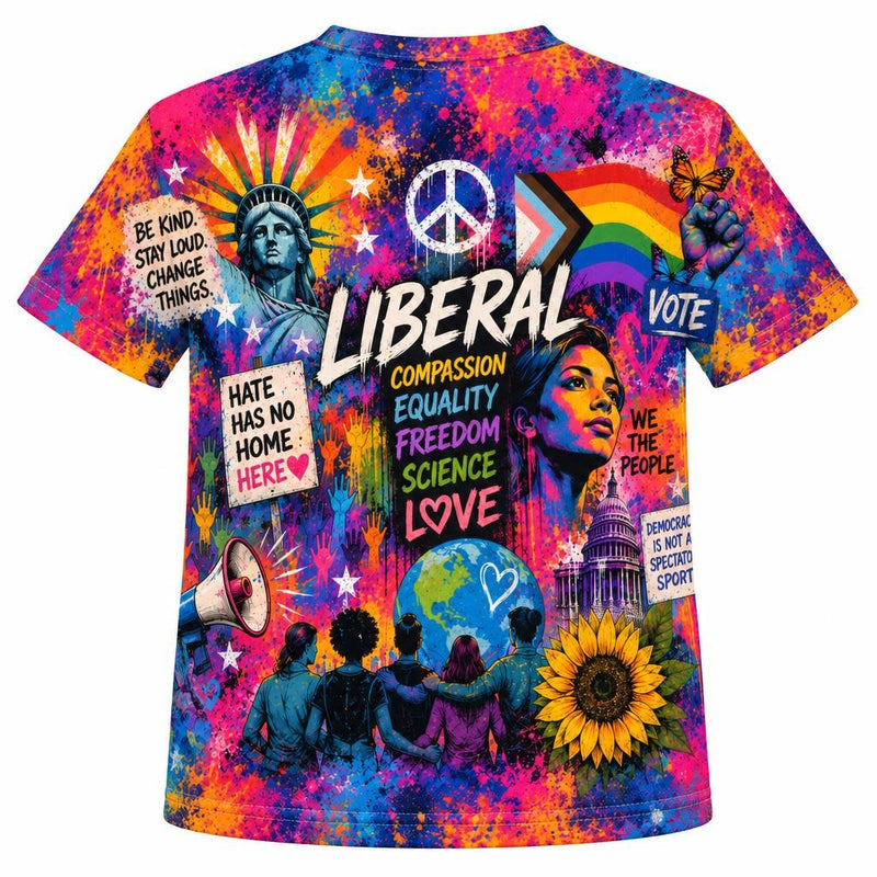 Liberal Pride Collage All Over Youth T-Shirt Youth T-Shirts Old Glory