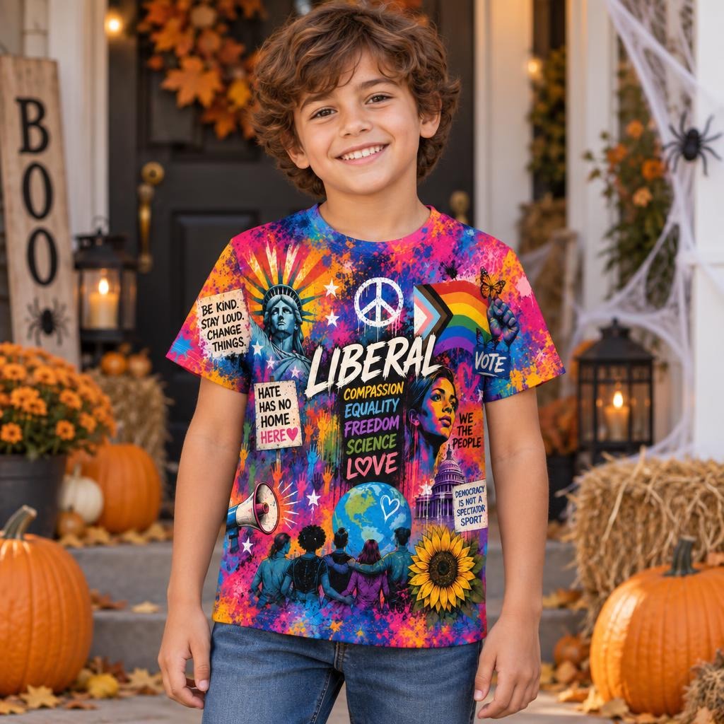 Liberal Pride Collage All Over Youth T-Shirt