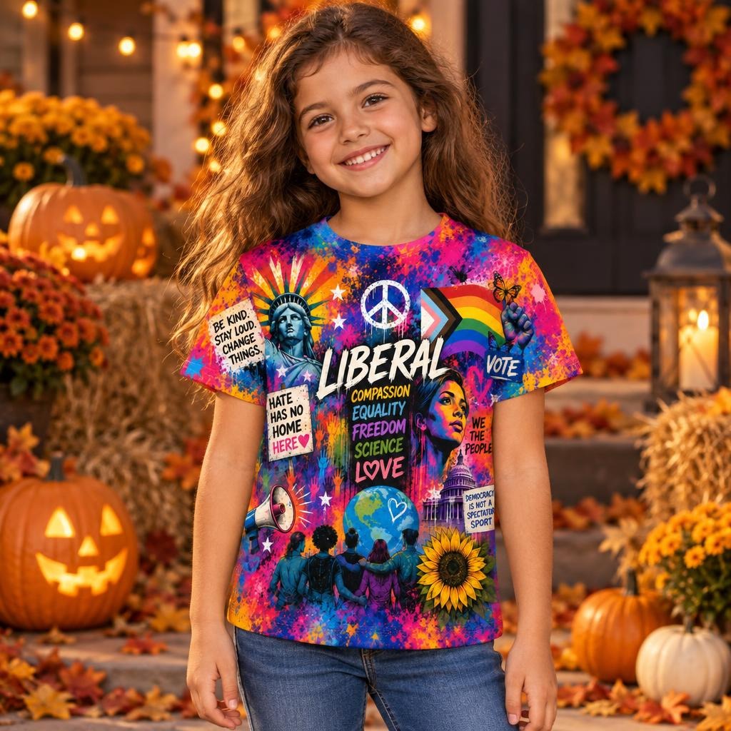 Liberal Pride Collage All Over Youth T-Shirt