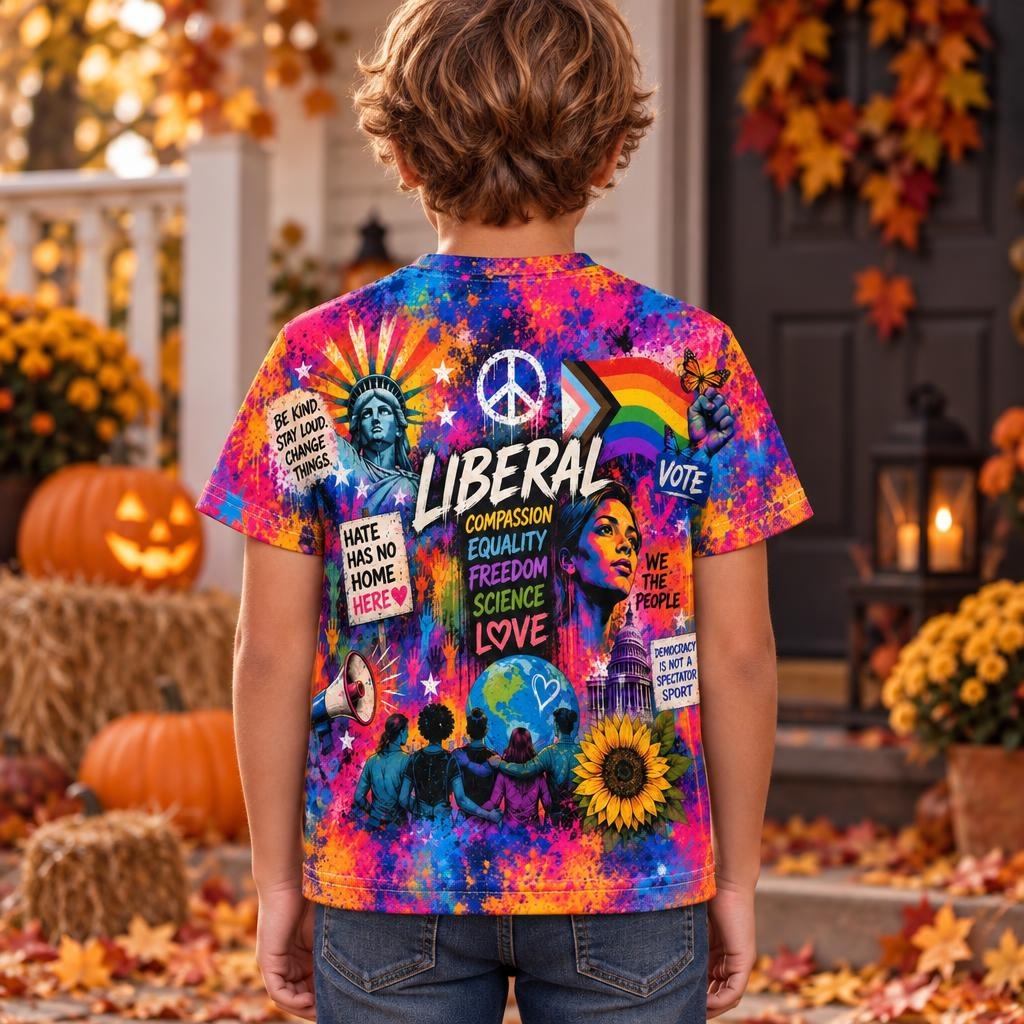 Liberal Pride Collage All Over Youth T-Shirt