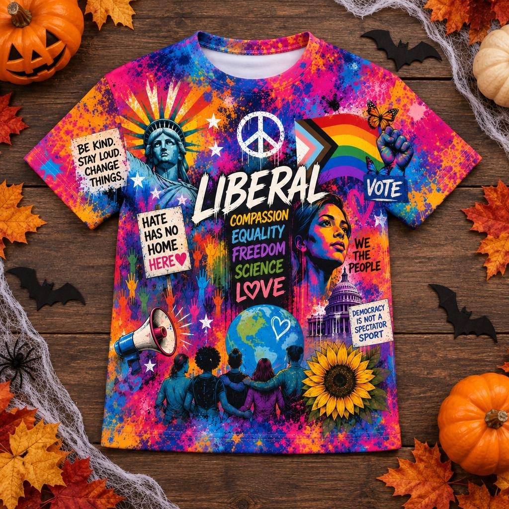 Liberal Pride Collage All Over Youth T-Shirt
