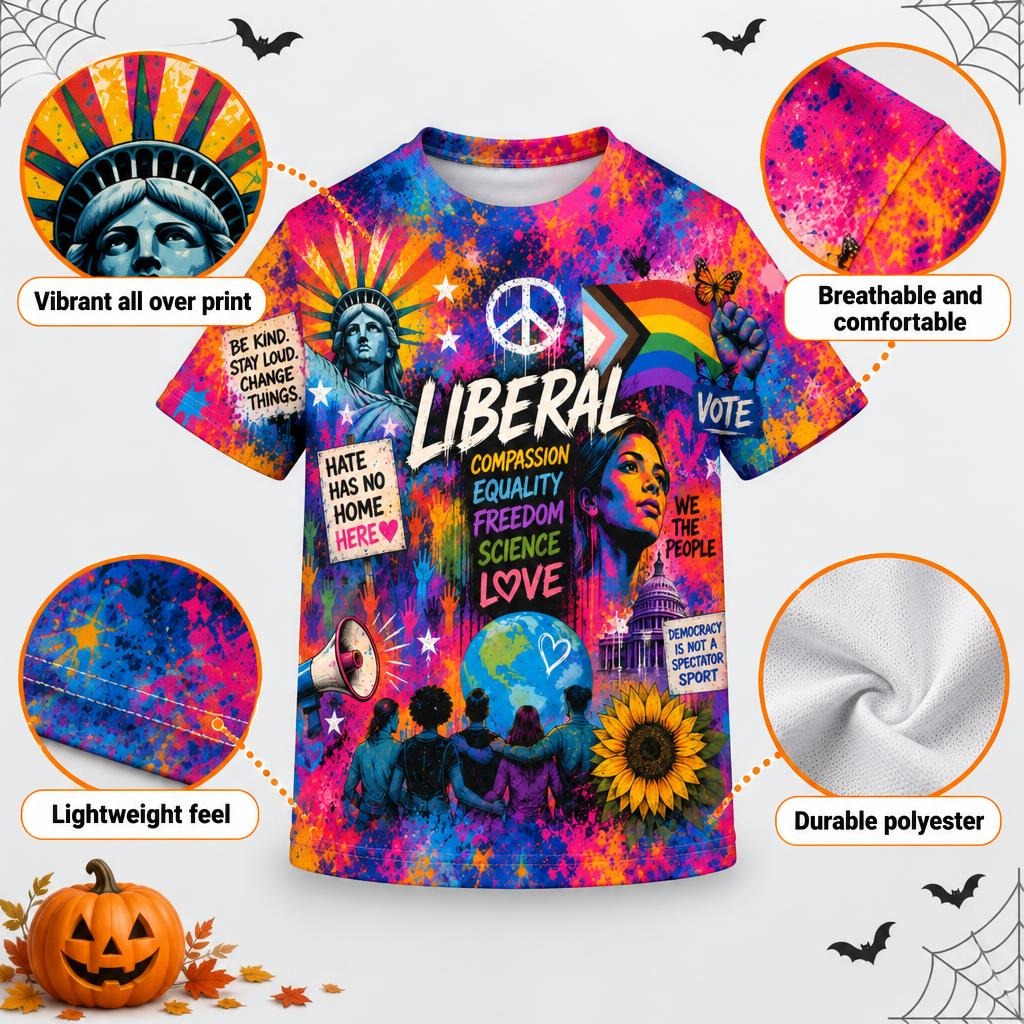 Liberal Pride Collage All Over Youth T-Shirt