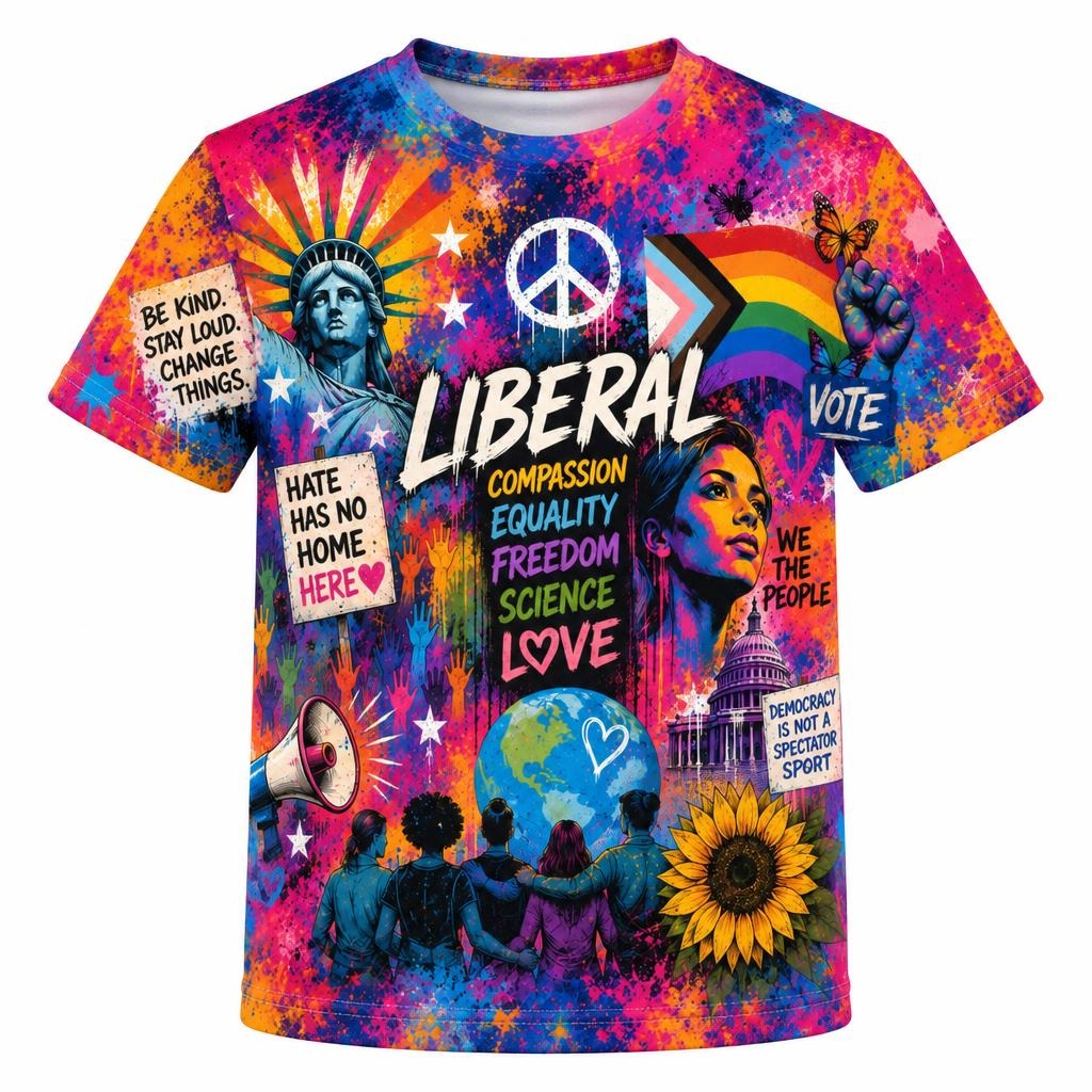 Liberal Pride Collage All Over Youth T-Shirt