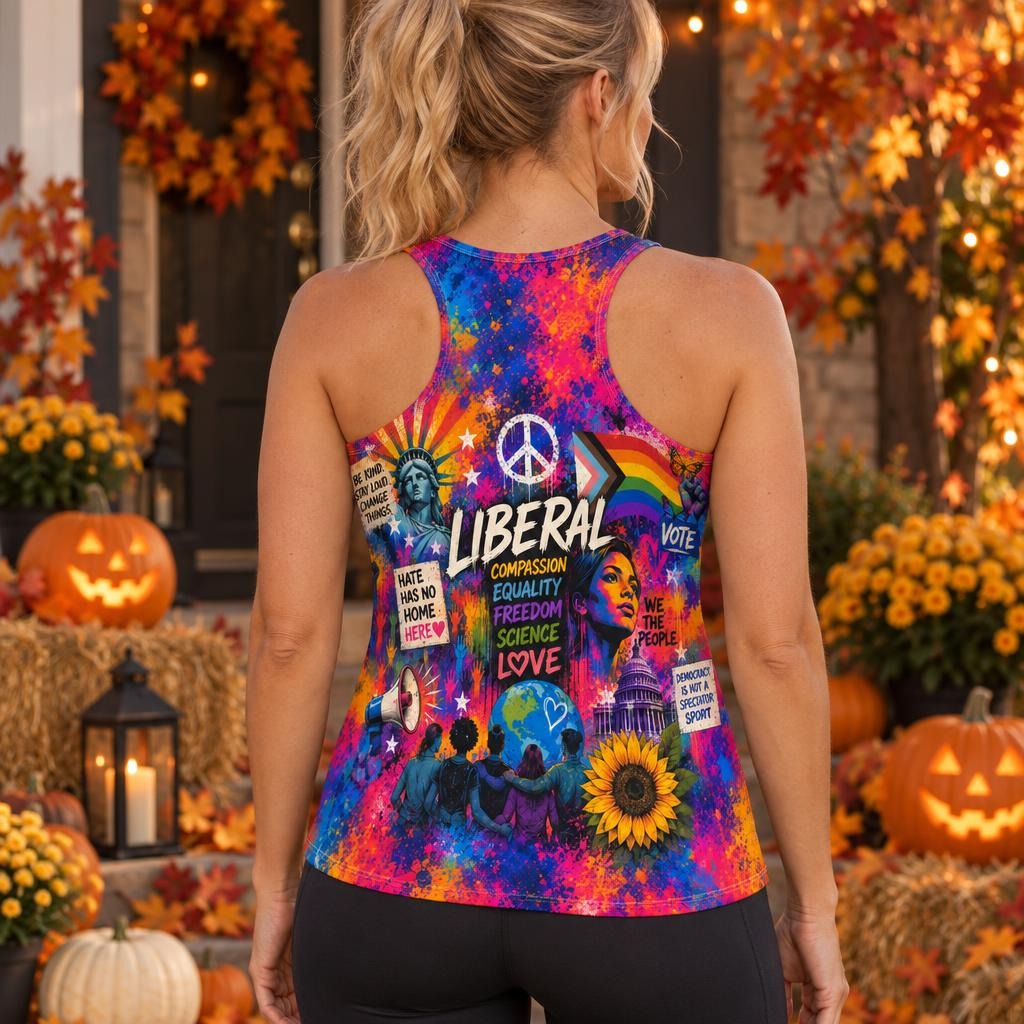 Liberal Pride Collage All Over Women's Racerback Tank Top