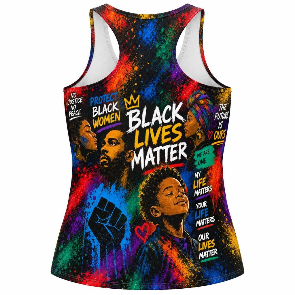 Black Lives Matter Unity Collage All Over Women's Racerback Tank Top