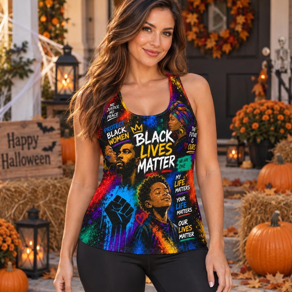Black Lives Matter Unity Collage All Over Women's Racerback Tank Top