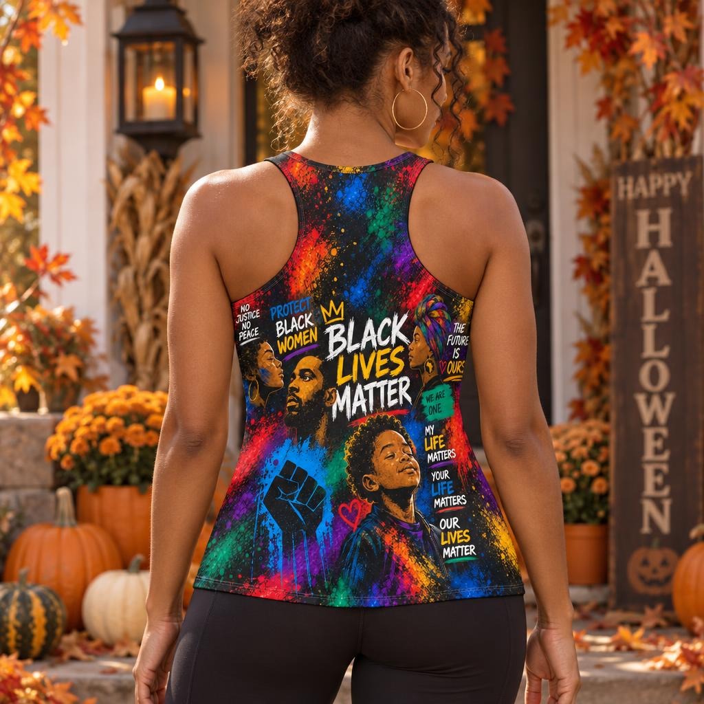 Black Lives Matter Unity Collage All Over Women's Racerback Tank Top
