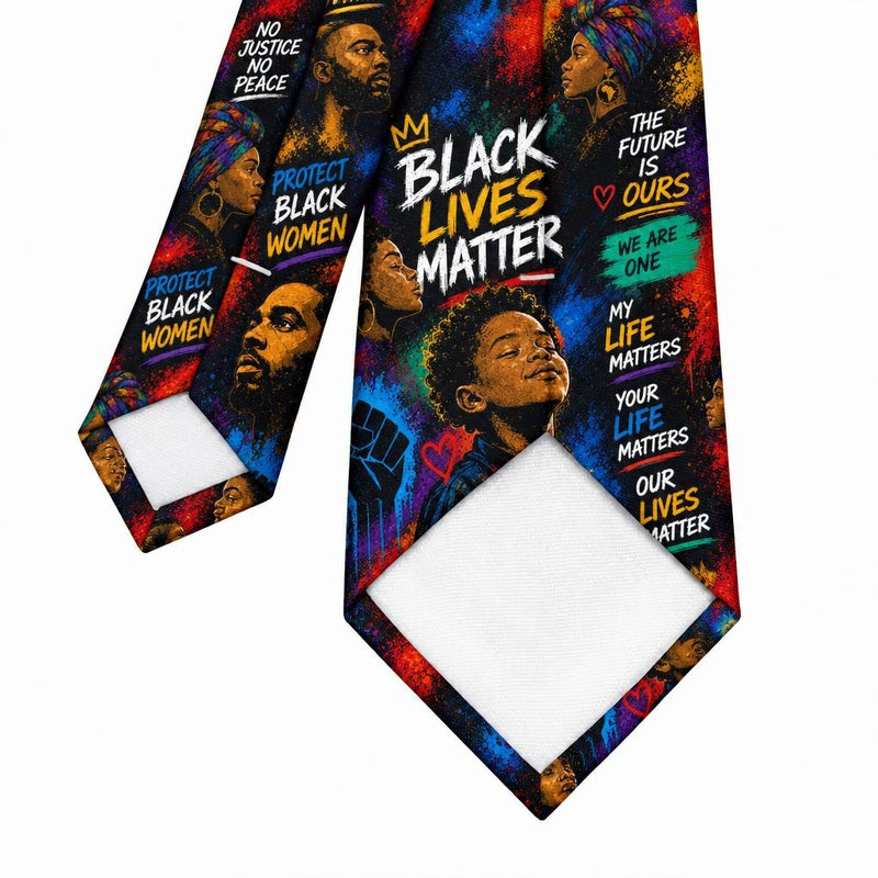 Black Lives Matter Unity Collage All Over Men's Neck Tie Men's Ties Old Glory